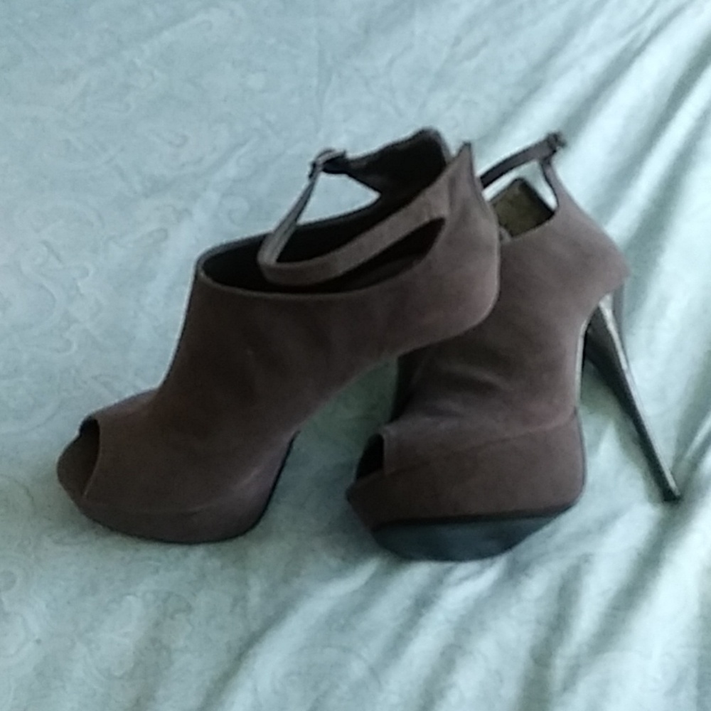 Gray suede stilettos
